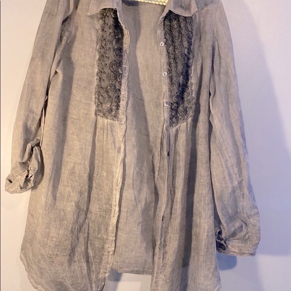 Olive green chiffon Blouse - Picture 2 of 9